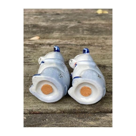 Vintage Salt & Pepper Mini Pigs Blue White - Picture 5 of 9